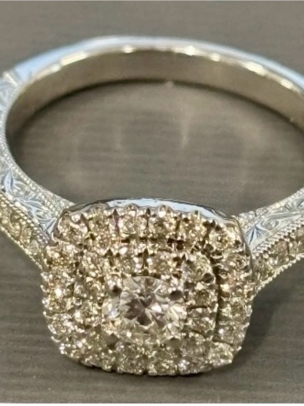 Neil Lane 14K White Gold size 6; 1/lctw Diamond Double Halo Engagment Ring